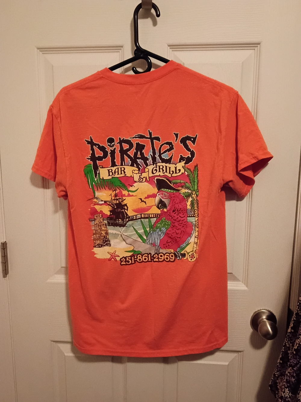 Gildan Orange Pirate's Bar & Grill Graphic Tee